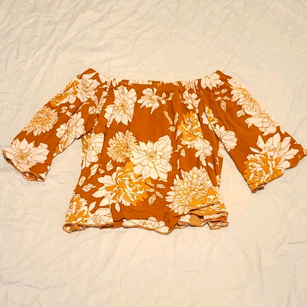 Burnt Orange Flare Sleeve Crop Top